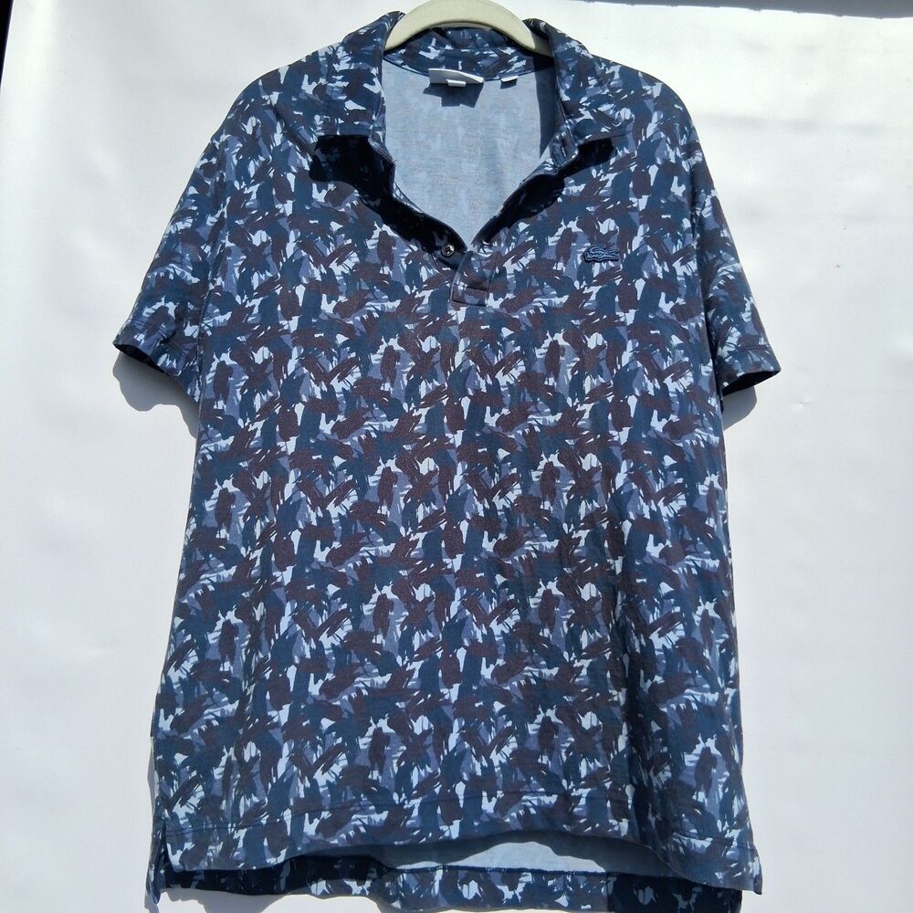 Lacoste Men's Blue Abstract Camo Print Regular Fit Polo Shirt